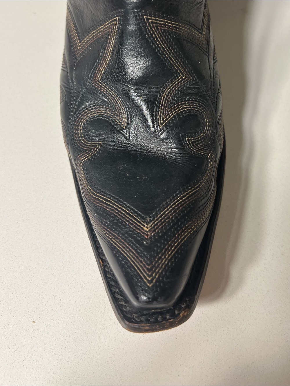 Corral Black Western Cowboy Boots with Brown Stitching - Picture 4 of 8